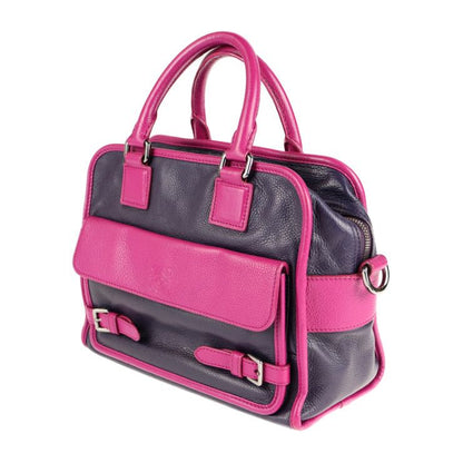Loewe Handbag - Leather Purple Pink Silver Hardware Cruz 2way Bicolor