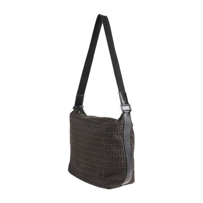 Fendi Shoulder Bag 7va003 Canvas Leather Dark Brown Black Zucchino Messenger