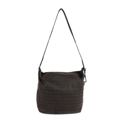Fendi Shoulder Bag 7va003 Canvas Leather Dark Brown Black Zucchino Messenger