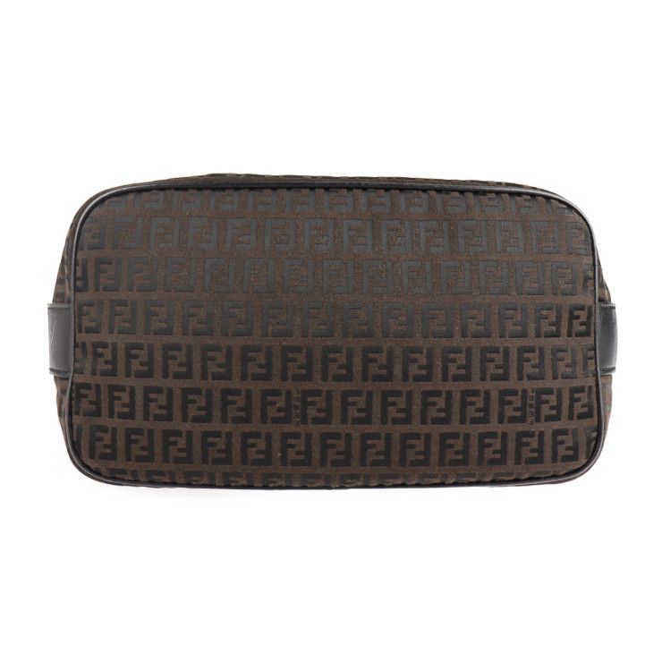 Fendi Shoulder Bag 7va003 Canvas Leather Dark Brown Black Zucchino Messenger