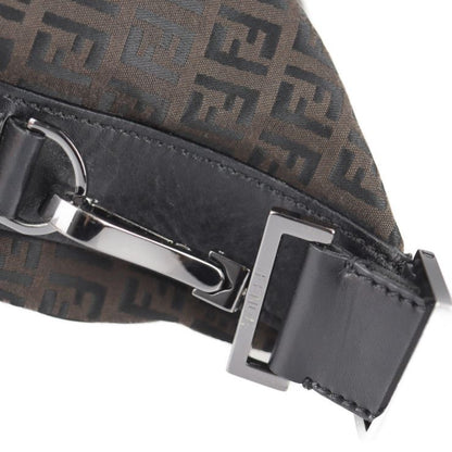 Fendi Shoulder Bag 7va003 Canvas Leather Dark Brown Black Zucchino Messenger