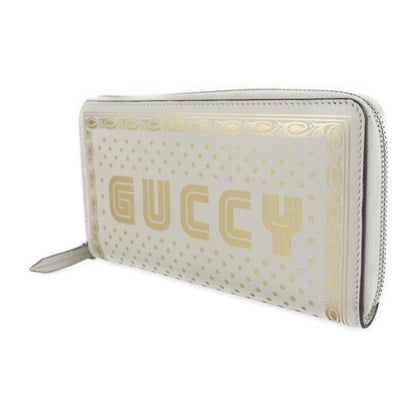 Gucci Long Wallet 510488 Leather Ivory Gold Guccy SEGA Collaboration Round