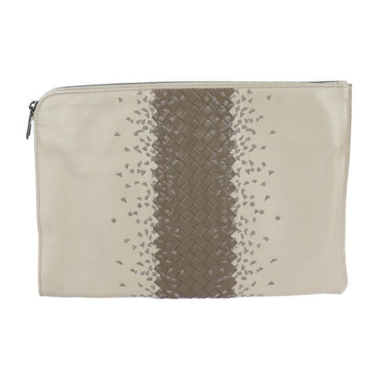 Bottega Veneta Bottega Veneta Second Bag 472578 Leather Taupe Gray Intrecciato