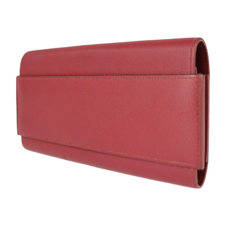 Hermes Passant Long Wallet - Evercolor Rouge Grenadier Red Tone Bifold Wallet