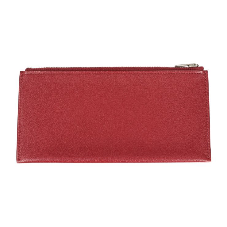 Hermes Passant Long Wallet - Evercolor Rouge Grenadier Red Tone Bifold Wallet