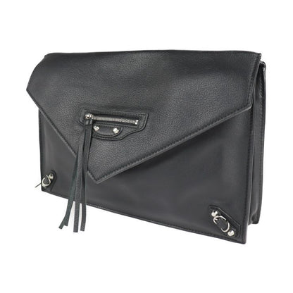 Balenciaga Paper Zip Around Sight Clutch Bag 357328 Calf Leather Black Second