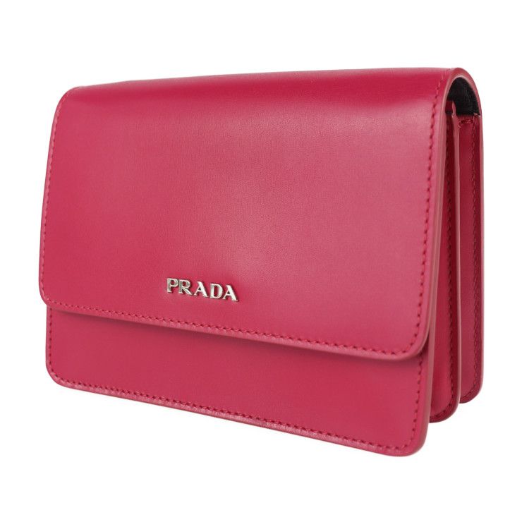 Prada Shoulder Bag Bt1031 Box Calf Peonia Pink Silver Hardware 2WAY Bag
