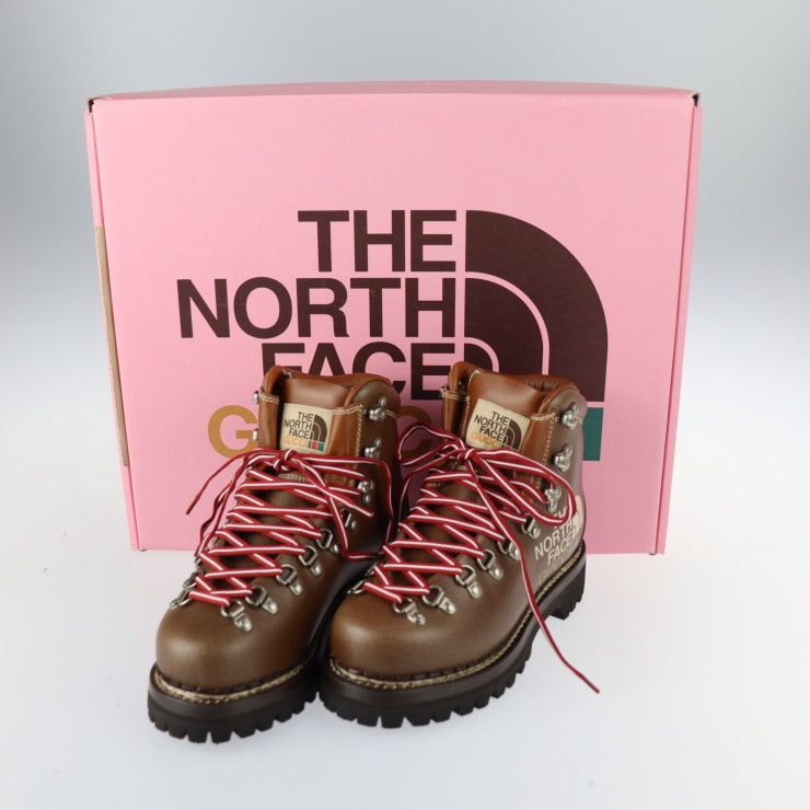 Gucci Mountain Boots 655398 Leather Brown THE North FACE North Face Collaboratio
