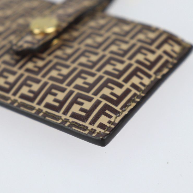 Fendi Mirror Holder Key Holder 7as049 Leather Brown Gold Hardware Micro FF Bag