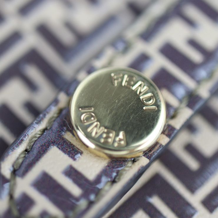 Fendi Mirror Holder Key Holder 7as049 Leather Brown Gold Hardware Micro FF Bag