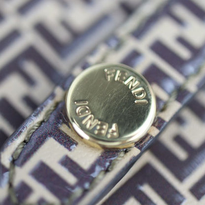 Fendi Mirror Holder Key Holder 7as049 Leather Brown Gold Hardware Micro FF Bag