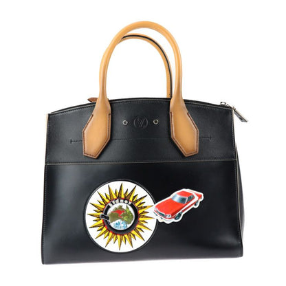 Louis Vuitton City Steamer MM Handbag M43080 Leather Black Multicolor Silver