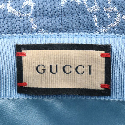 Gucci GG Lame Bucket Hat 631951 71% Wool 17% Nylon 12% Metal Fiber Blue Silver