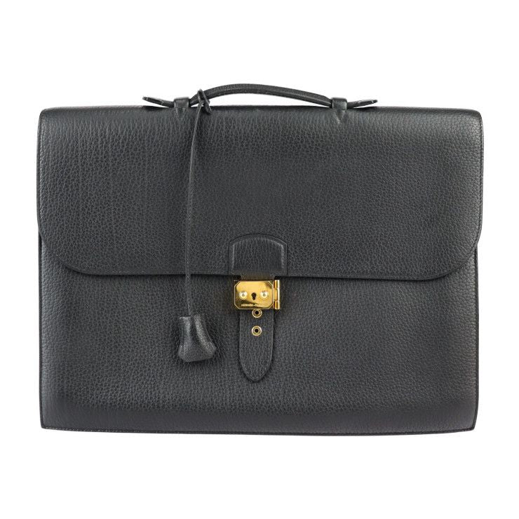 Hermes Sac A Depeches 41 Business Bag - Taurillon Clemence Black Gold Hardware