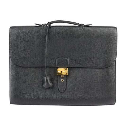 Hermes Sac A Depeches 41 Business Bag - Taurillon Clemence Black Gold Hardware