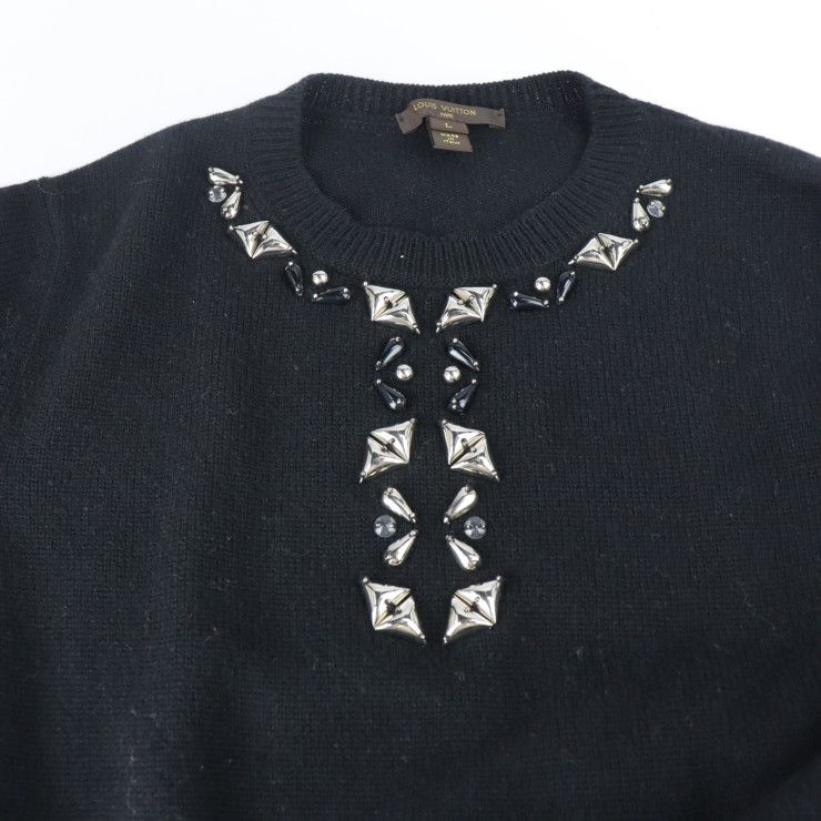 Louis Vuitton Rw152a F8kd15ojw 100% Cashmere Dress Black Apparel Knit Short