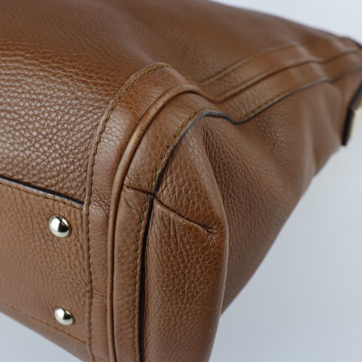 Gucci Shoulder Bag 269947 Leather Brownish Gold Hardware Bamboo Braided One