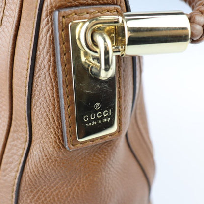 Gucci Shoulder Bag 269947 Leather Brownish Gold Hardware Bamboo Braided One