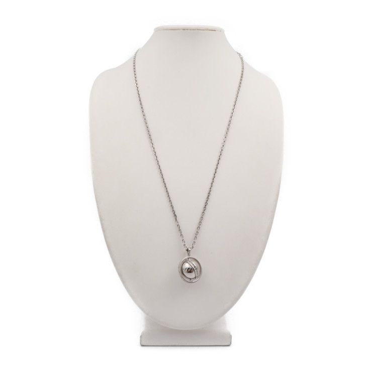 Louis Vuitton Pendant LV Globe Necklace M00327 Metal Silver Rhinestone