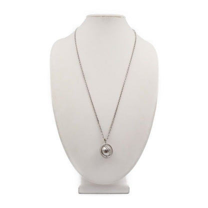 Louis Vuitton Pendant LV Globe Necklace M00327 Metal Silver Rhinestone