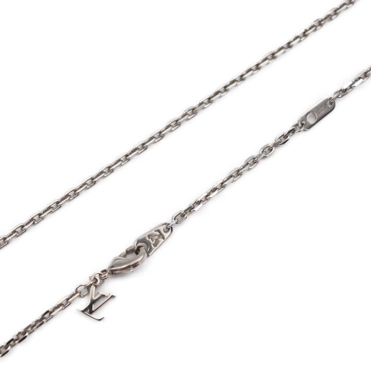 Louis Vuitton Pendant LV Globe Necklace M00327 Metal Silver Rhinestone