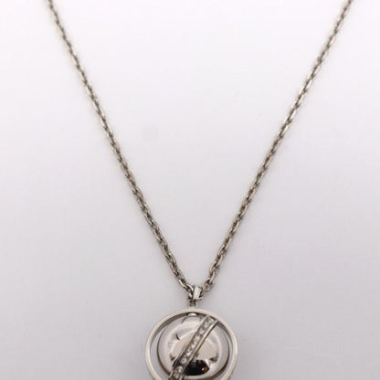 Louis Vuitton Pendant LV Globe Necklace M00327 Metal Silver Rhinestone