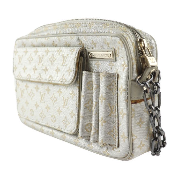 Louis Vuitton Mckenna Handbag M92362 Canvas Leather Silver Gold Hardware