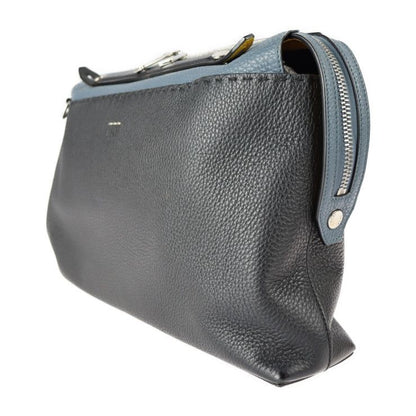 Fendi By-the-way Business Bag 7va458 Leather Black Blue Yellow Silver Hardware