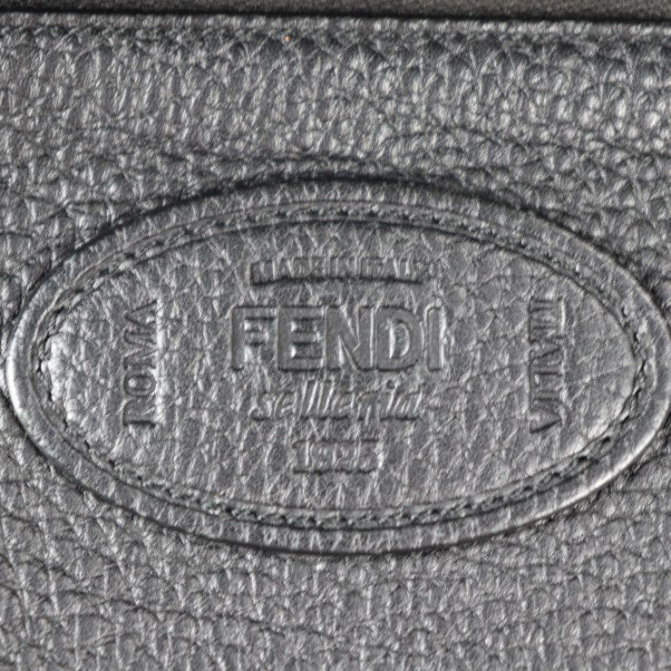 Fendi By-the-way Business Bag 7va458 Leather Black Blue Yellow Silver Hardware