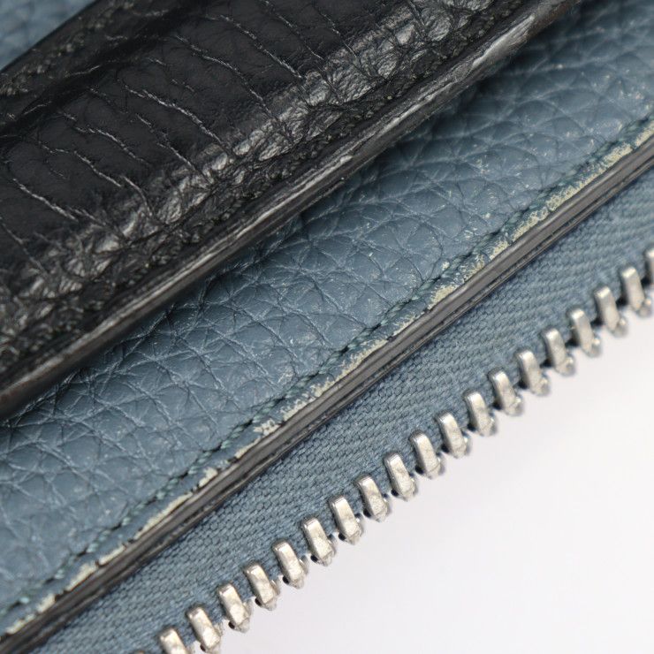 Fendi By-the-way Business Bag 7va458 Leather Black Blue Yellow Silver Hardware