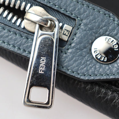 Fendi By-the-way Business Bag 7va458 Leather Black Blue Yellow Silver Hardware