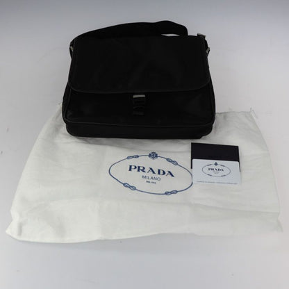 Prada Messenger Bag Shoulder Bag 2vd951 Nylon Black Leather Silver Hardware