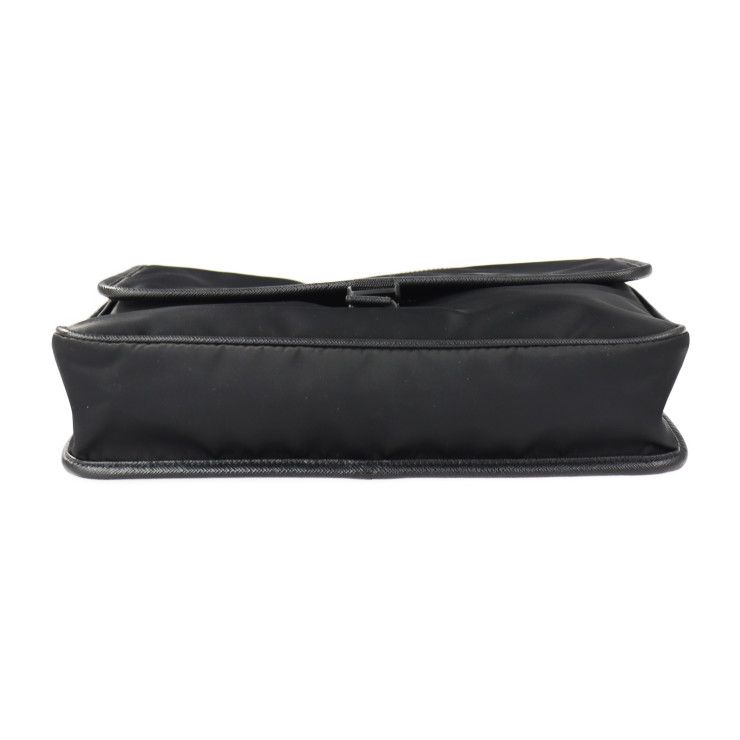 Prada Messenger Bag Shoulder Bag 2vd951 Nylon Black Leather Silver Hardware