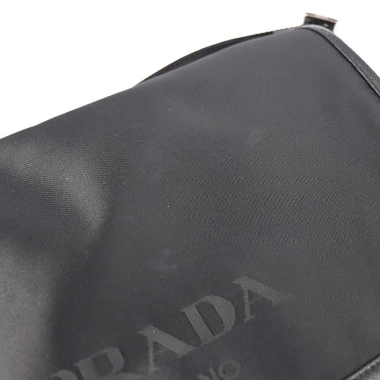 Prada Messenger Bag Shoulder Bag 2vd951 Nylon Black Leather Silver Hardware