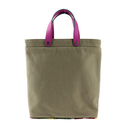 Hermes Tote Bag - Cotton Canvas Leather Silk Khaki Pink Purple Petit H Petit