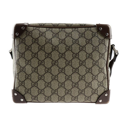 Gucci Shoulder Bag 626363 Leather Beige Brown Silver Hardware GG Supreme