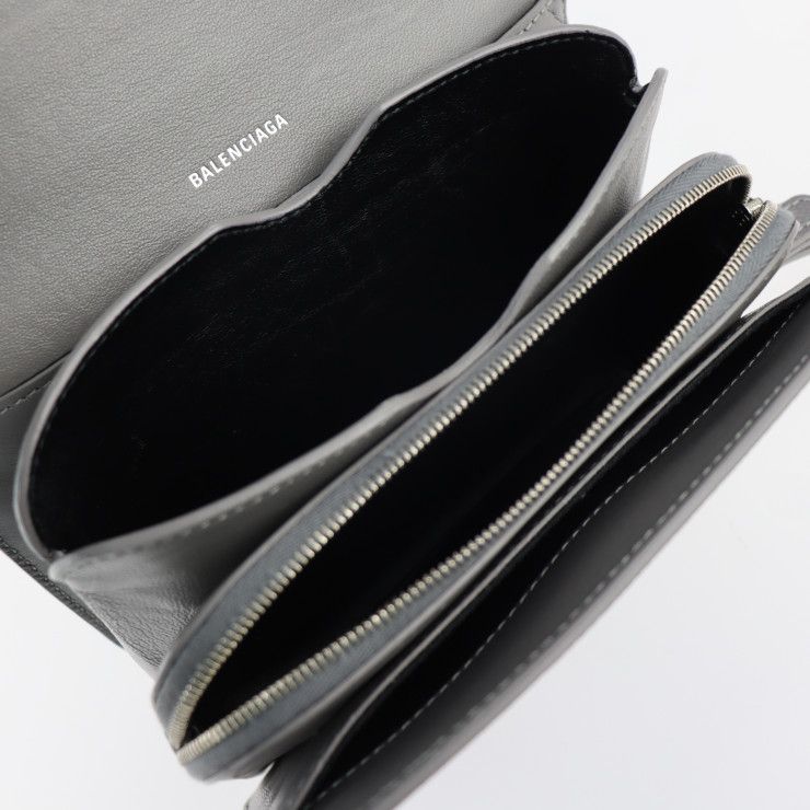 Balenciaga Shoulder Bag 618156 Leather Gray Silver Hardware B Logo Wristlet