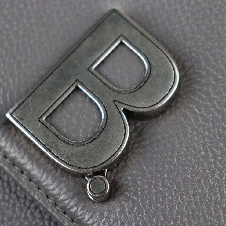 Balenciaga Shoulder Bag 618156 Leather Gray Silver Hardware B Logo Wristlet