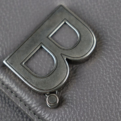 Balenciaga Shoulder Bag 618156 Leather Gray Silver Hardware B Logo Wristlet