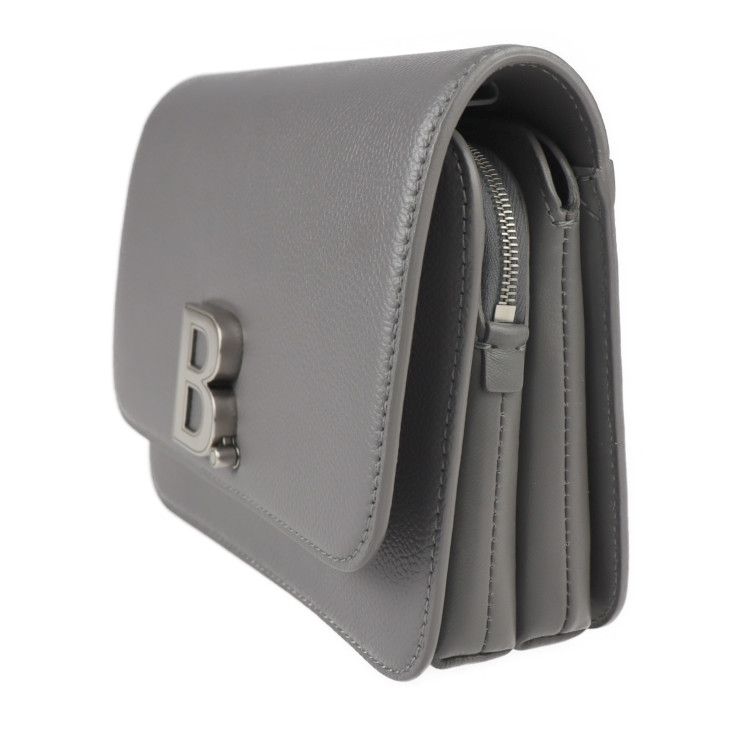 Balenciaga Shoulder Bag 618156 Leather Gray Silver Hardware B Logo Wristlet