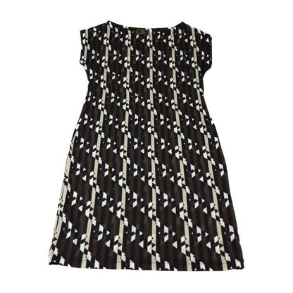 Fendi Dress - 100% Nylon Brown Black Beige And White Mare Cut And Sleeveless F