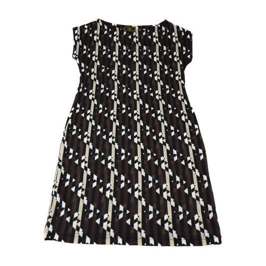 Fendi Dress - 100% Nylon Brown Black Beige And White Mare Cut And Sleeveless F