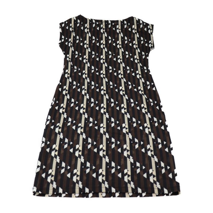 Fendi Dress - 100% Nylon Brown Black Beige And White Mare Cut And Sleeveless F