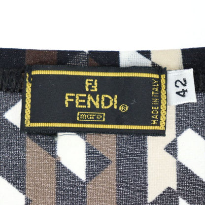 Fendi Dress - 100% Nylon Brown Black Beige And White Mare Cut And Sleeveless F