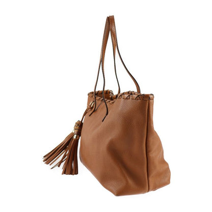 Gucci Tote Bag 354665 Leather Brownish Gold Hardware Bamboo Shoulder Bag Tassel