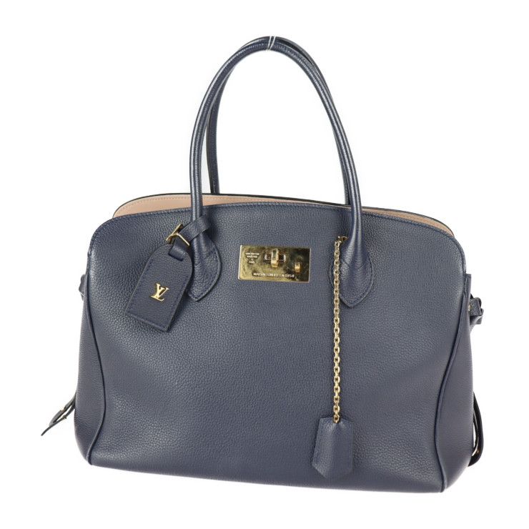 Louis Vuitton Mila MM Handbag M53948 Taurillon Leather Blue Marine Gold