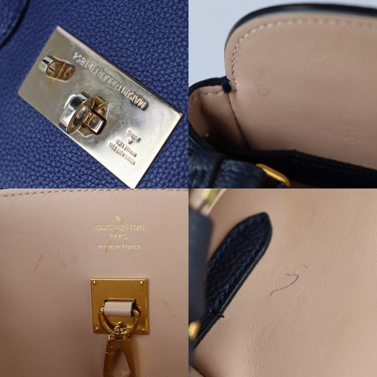 Louis Vuitton Mila MM Handbag M53948 Taurillon Leather Blue Marine Gold
