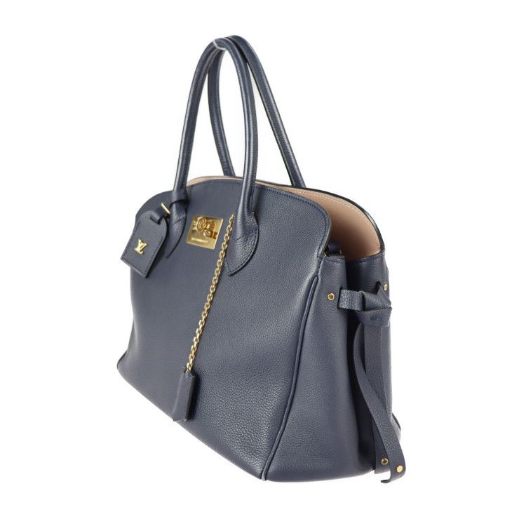 Louis Vuitton Mila MM Handbag M53948 Taurillon Leather Blue Marine Gold