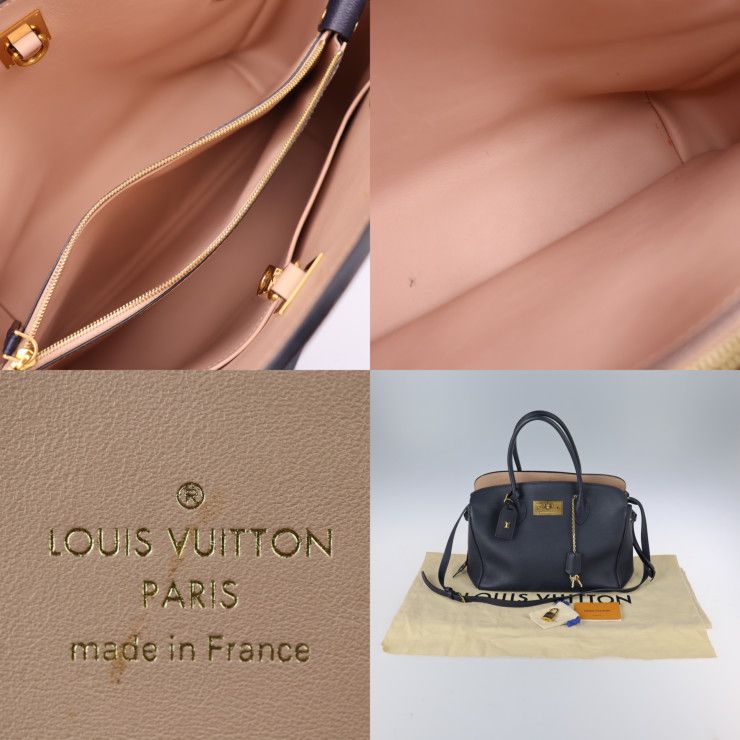 Louis Vuitton Mila MM Handbag M53948 Taurillon Leather Blue Marine Gold
