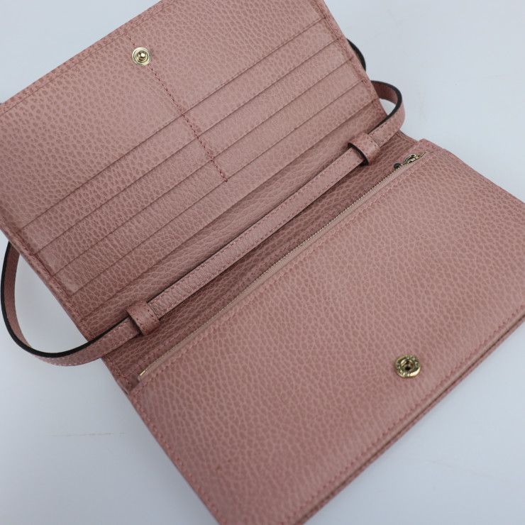 Gucci Shoulder Wallet Shoulder Bag 368231 Calf Leather Pinkish Gold Hardware